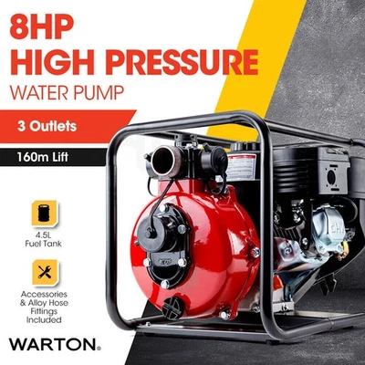 8HP 1.5  & 2  Petrol High Pressure Water Transfer Pump Irrigation Fire Fighting - image 1 of 4