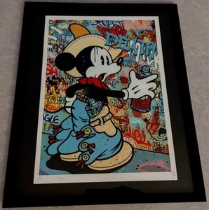 DEATH NYC ltd ed signed GERAHMT LG Kunstdruck 45x32cm Mickey Mouse Speedy Graphito - Bild 1 von 3
