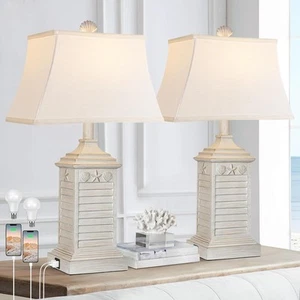 Hamucd Coastal Table Lamps Set of 2, Beach Living for Washed white - Picture 1 of 6