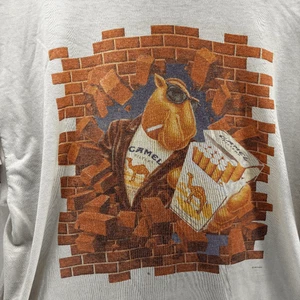 Vintage 1991 Joe Camel Brick Wall Single Stitch XL Promotional Shirt Distressed - Picture 1 of 8