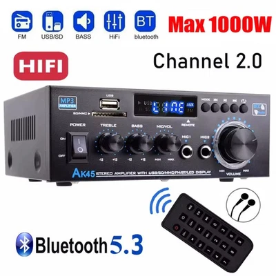 1000W Verstärker Stereo Amplifier HIFI Digital Bluetooth FM/USB Vollverstärker - Bild 1 von 4