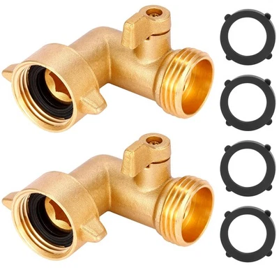 Codo de manguera de jardín de 90 grados con válvula de cierre paquete de 2, manguera de alta resistencia de 3/4" Ada Foto 1 de 4