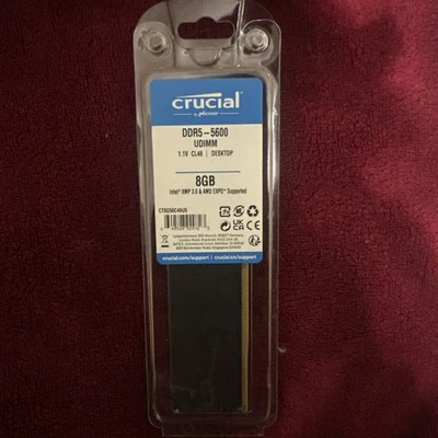 Crucial 8GB (1 x 8GB) PC5-38400 (DDR5-4800) UDIMM Memory (CT8G48C40U5) - Image 1 of 2