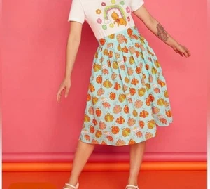 Women NWT ModCloth Marisol Lady Bug pleated circle full skirt women’sSize 12 - Picture 1 of 8