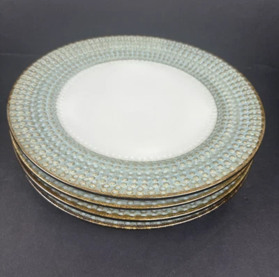 "Juego de 4 platos de cena Pier 1 Allison gres azul moteado puntos en relieve 11,5""" Foto 1 de 4