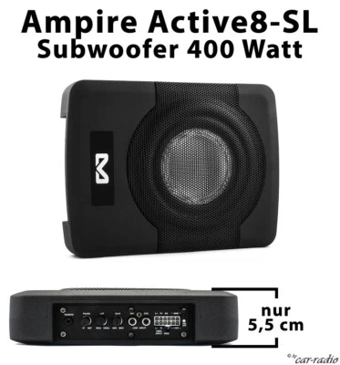 Ampire Active8-SL Aktiv Subwoofer 20cm 8" 400 Watt Untersitz nur 5,5cm Hoch 8-SL - Bild 1 von 4