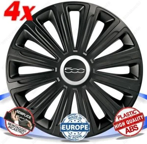 SET 4 RADKAPPEN RADZIERBLENDEN KAPPEN 14 TREND BLACK FÜR FIAT 500 - Bild 1 von 3