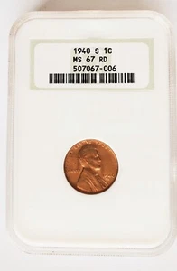 1940er Jahre Lincoln Cent NGC MS67 RD *Rev Tye's * #7006120 - Bild 1 von 4