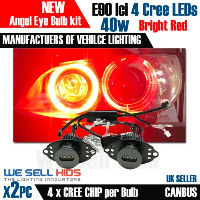 40w E90 E91 LCI LED UPGRADE RINGs RED MARKER BULBS HALOGEN Facelift SELLER A24 - Image 1 of 4
