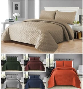 Luxus geprägte gesteppte Bettwäsche Sofa Überwurf & Kissenbezug Doppel Kingsize Bett Set - Bild 1 von 61