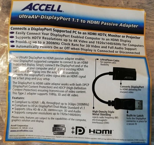 Accell Displayport to HDMI adapter - Image 1 of 4