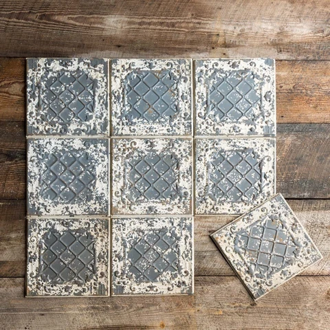 Park Hill Collection Decorative Tin Ceiling Tile - Antique Cream Color Cover