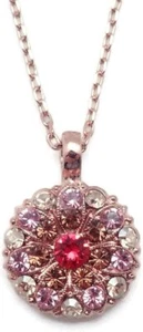 Mariana Gingerbread Rose Gold Guardian Angel Necklace Pink & Brown 1115 NWT - Picture 1 of 4