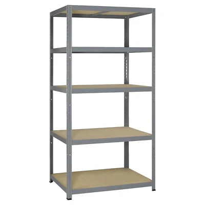 SCAFFALE IN MDF E ACCIAIO ZINCATO 5 PIANI 90x40xh180 CM MODULARE PORTATA 900 KG - Immagine 1 di 4