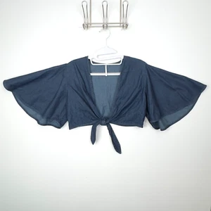Free People, Damen, Crop Top, Größe 8, jeansblau, vorne zum Binden/Boho Crop, - Bild 1 von 10