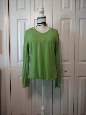 DANSKIN NOW Lime Green Size XL "Performance" Long Sleeve Top Moisture Wicking  - Imagem 1 de 4
