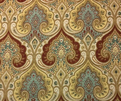 KRAVET LATIKA CIRCUS BURNT RED DAMASK 100% LINEN MULTIPURPOSE FABRIC BTY 54"W - Image 1 of 4