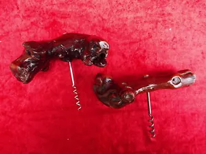 2 hermosos sacacorchos antiguos, abrebotellas de vino, madera de raíz - Imagen 1 de 1