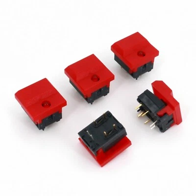 5Pcs Red PB86-B1 6Pin Large Cap Red LED SPDT PCB Momentary Push Button Switch - Image 1 of 4