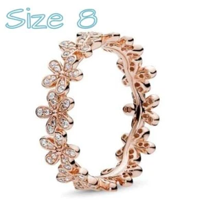 Größe 8 Roségold Gänseblümchen Blume Kronenring - Bild 1 von 10