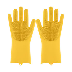 1 Pair Magic Scrubber Silicone Dishwashing Gloves For Home Cleaning