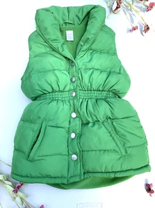 Gymboree Puffer Vest Full Zip Girls L 10-12 Fleece Lined Kelly Green - Picture 1 of 11