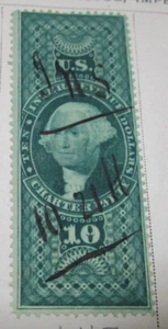 United States Stamp Revenue 10D First Issue Imperf Rare Antique StampBook3-647 - Bild 1 von 1