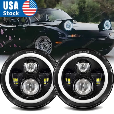 Par de faros LED halo ojos de ángel para Mazda NA Miata MX5 H6024 90-97 pulgadas Foto 1 de 4