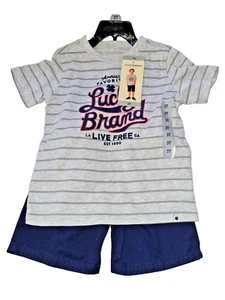 Lucky Brand Boys 2-Piece Short Set  Gray & Blue,3T NWT 4th July Summer - Picture 1 of 6