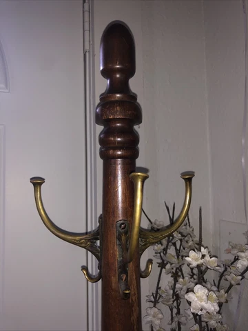 Antique Vintage Brass Hall Tree Coat Hook Rack Stand 65” Cover