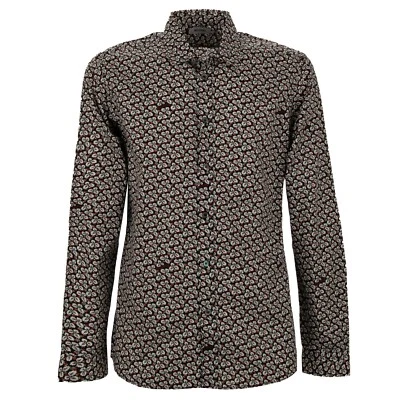 MOSCHINO Raspberry Berry Leaves Logo Print Cotton Shirt  Black White 40 M - Image 1 of 4