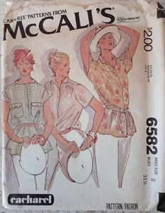 McCALLs 6582 VTG 70s CACHAREL Blouse Set kimono slv Size 8 UNCUT Fashion Pattern - Picture 1 of 9