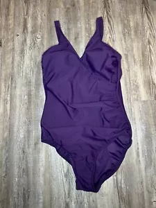 Miraclesuit One Piece Swimsuit Faux Wrap Ruched Side Purple Size 6 or 8? *READ!* - Picture 1 of 7