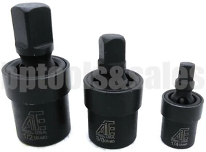 3pc 3/8" 1/2" 1/4" DR. IMPACT UNIVERSAL JOINT SWIVEL SOCKET SET CR-MO BALL TYPE - Picture 1 of 4