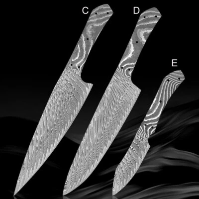 Damascus Steel Chef Knife Blank Blade Material Home Hobby Kitchen Craft DIY Tool - Image 1 of 4