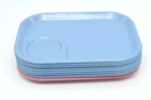 Rubbermaid 3850 Vassoi Pranzo Snack Melamina Rosa Blu Lotto 10 Picnic Campeggio Pesce - Foto 1 di 9