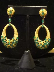 $29000 RARE MAGNIFICENT 18KT GOLD 20CT FANCY YELLOW DIAMOND EMERALD EARRINGS!! - Picture 1 of 1