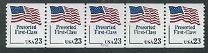 Scott # 2605....23 Cent....Flag...Plate # Strip of 5 Stamps - Picture 1 of 1