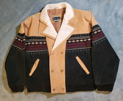 Marco Bossi 90s Vintage Southwestern Aztec Leather & Wool Jacket  Mens 2XL - Image 1 of 4