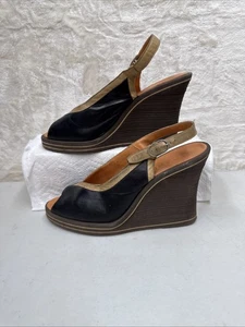 Vintage 70er Jahre Carber schwarze Wildleder Plateau Heels. Made in Italy. Größe 7 ohne Etikett - Bild 1 von 6