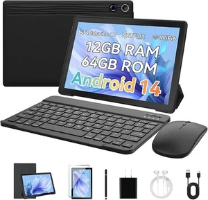 10" Android 14 Tablet Octa-Core 12GB RAM 64GB ROM 1TB Expand WiFi 6 Dual Camera - Picture 1 of 7