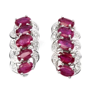 925 Sterling Silber Ohrringe Oval Rubin 5x3mm Cz Edelstein Schmuck - Bild 1 von 9