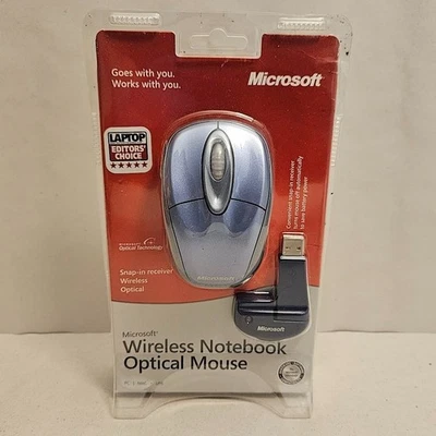 Microsoft Wireless Notebook Optical Mouse Model #1023 #1024 New Old Stock Silver - Image 1 of 2
