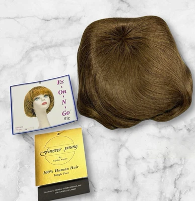 Peluca de cabello humano marrón Forever Young con flequillo sin encaje pelucas bob cortas sin pegamento Foto 1 de 4