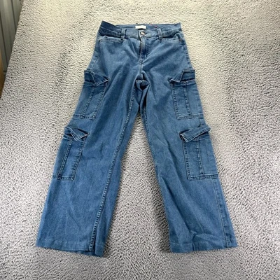 Sofia Vergara Jeans Womens 2 Blue Denim Cotton Straight Leg Cargo Baggy Stretch - Image 1 of 4