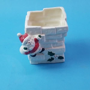 Vintage Keramik Kamin Weihnachtsmann Blumentopf oder Süßigkeitenschale 5" x 4" x 5,5" - Bild 1 von 7