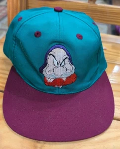 Vintage 90er Grumpy Snow White & The Seven Dwarfs Walt Disney Snapback Mütze Vintage - Bild 1 von 7