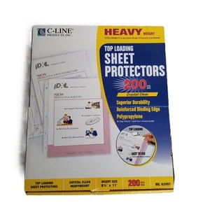 C Line Top Loading Sheet Protectors 200 Count Heavy Weight Crystal Clear Office - Picture 1 of 4