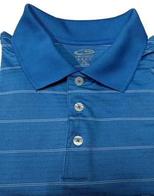 Champion-Men's Blue Striped Golf Polo Shirt- Sz. X-Large-Short Sleeves-Polyester - Image 1 of 4