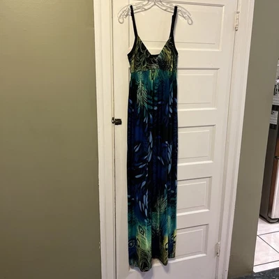 Vtg Bailey Blue Women's Sleeveless Colorful Print Maxi Dress Large Pretty  (LS) - Image 1 of 4